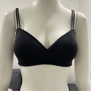 AERIE Black Real Happy Wireless Push Up Bra Size 34C Two-Way Straps